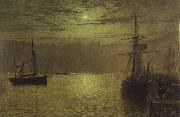 Atkinson Grimshaw Lights in the Harbour oil painting artist